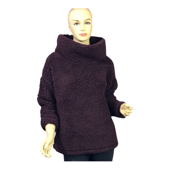 A New Day - Cowl Neck Sherpa Pullover Sweater in Burgundy — So Soft! NWT! - Picture 1 of 3